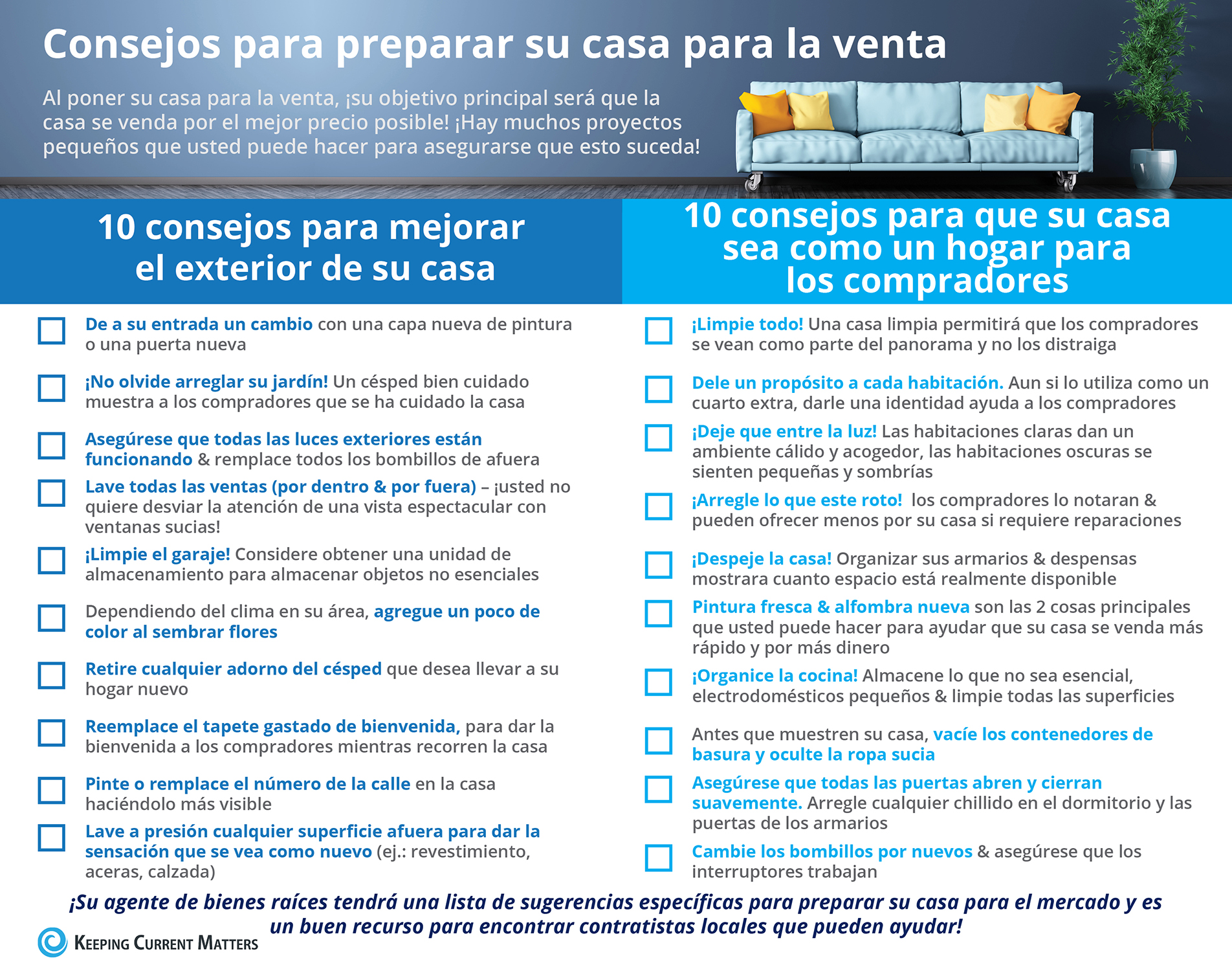 Consejos para preparar su casa para la venta [Infografía] | Keeping Current Matters